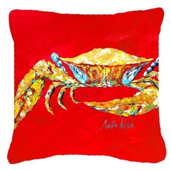 Carolines Treasures MW1116PW1818 Crab Blue On Red; Sr Canvas Fabric Decorative Pillow, Carolines Treasures, Mfr#: MW1116PW1818